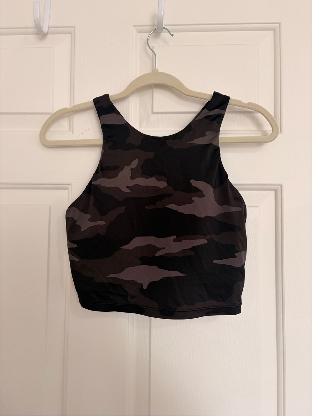 Athleta Black Camo High-Neck Crop Tank Top